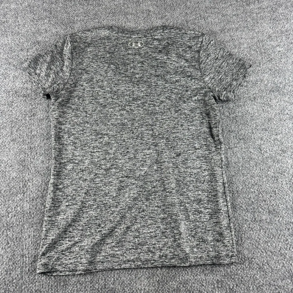 Under Armour Shirt Womens S Gray V Neck Short Sleeve HeatGear Athletic Logo Tee